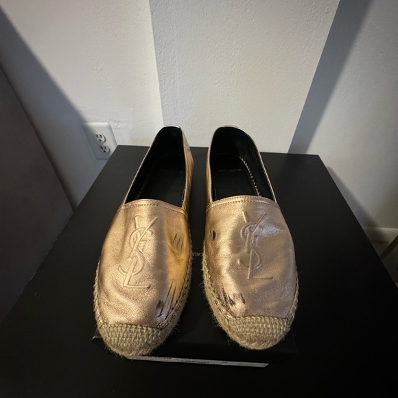 Saint Laurent Logo Metallic espadrilles - Color Rose Metal Blush - Picture 1 of 9